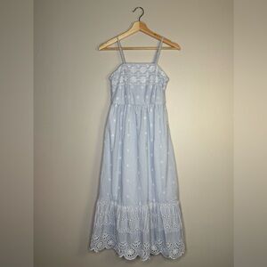 Japna blue & white striped embroidered maxi dress